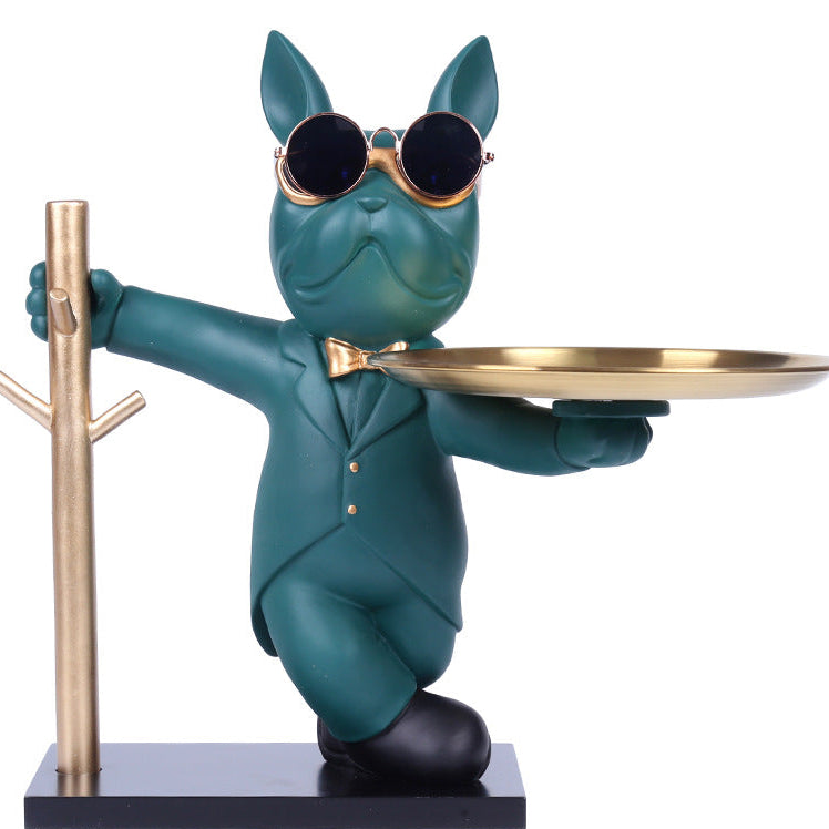 French Dog Decoration Key Holder Storage Tray