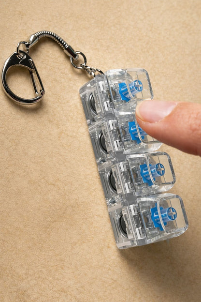 Clickable Light Keyboard Keychain Fidget with satisfying mechanical clicks and LED glow.